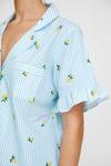 NastyGal Cotton Lemon Embroidered Stripe Ruffle Pajama Shorts Set thumbnail 2