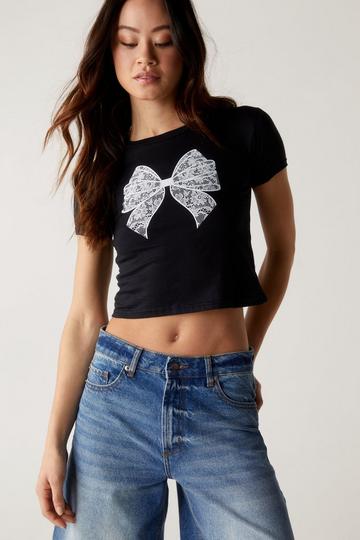 Bow Short Sleeve Graphic T-shirt black