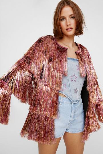 Metallic Tinsel Jacket pink