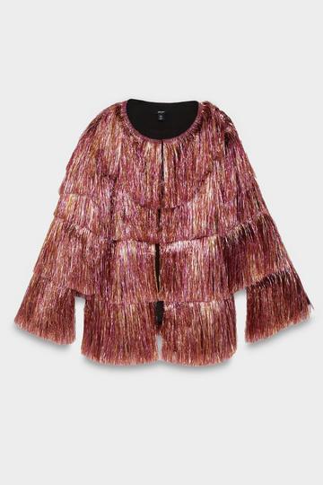 Plus Metallic Tinsel Jacket pink