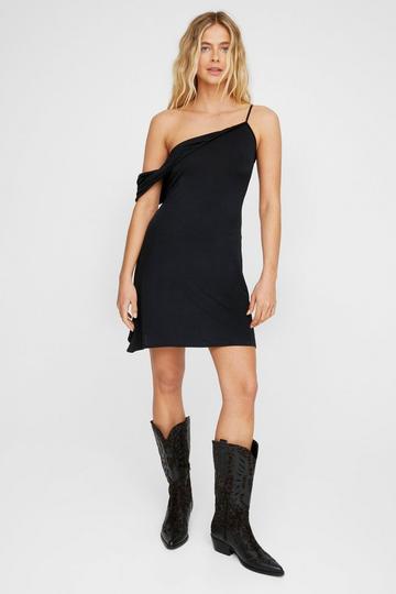 Black Twisted Asymmetrical Dress