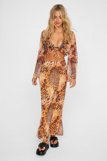 Animal Multi Sheer Leopard Maxi Skirt