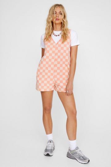 Twill Checkerboard Romper orange