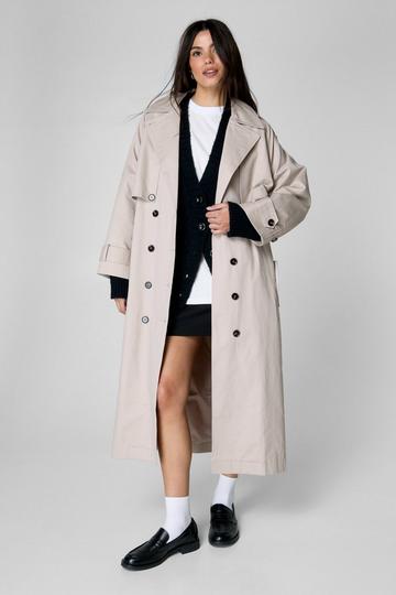 Stone Beige Petite Tailored Trench Coat