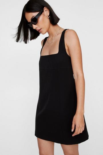 Black Tailored Strap Back Mini Dress