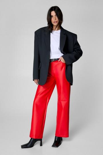 Essentials Faux Leather Trouser red