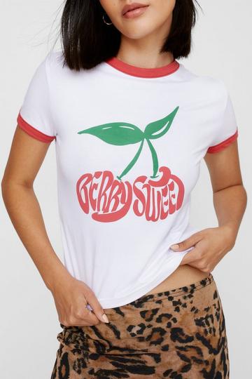 Cherry Graphic Ringer Baby T-shirt white