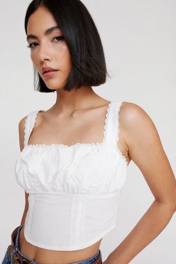 Lace Trim Corset Top white