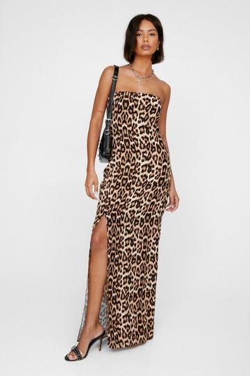 Multi Leopard Print Bandeau Maxi Dress