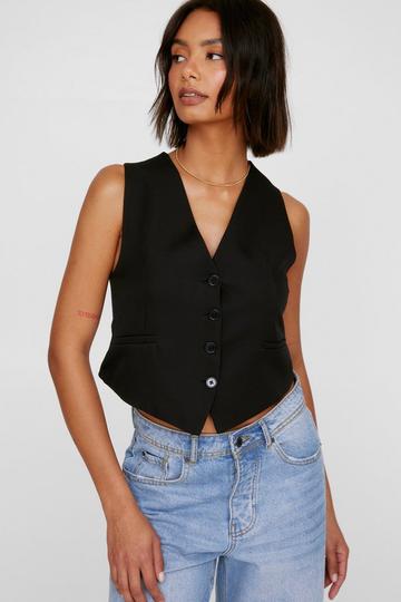 Cross Back Tailored Waistcoat black