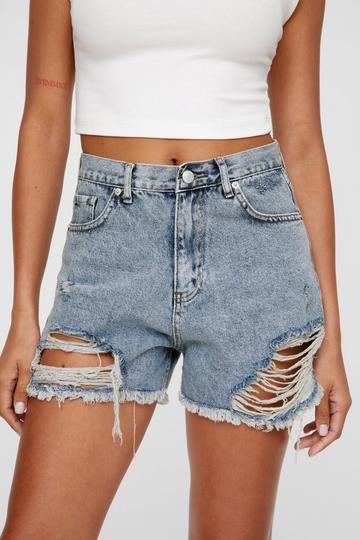 Blue Distressed Denim Short