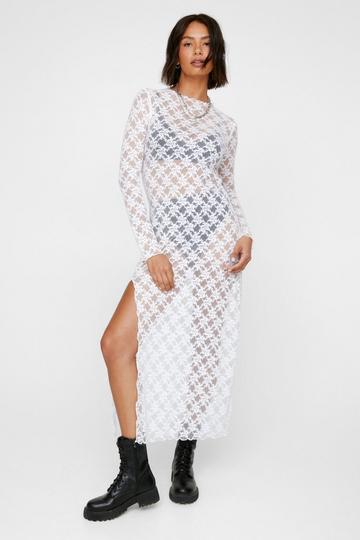 Long Sleeve Lace Maxi Dress white