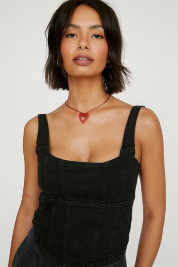 Strappy Denim Corset Top black