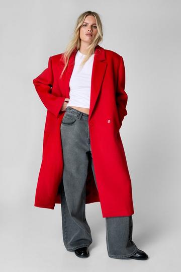 Premium Wool Blend Double Breasted Coat red