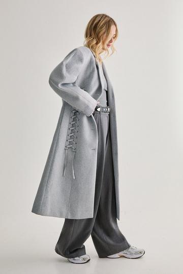 Premium Corseted Detail Coat grey