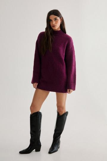 Turtleneck Sweater Dress burgundy