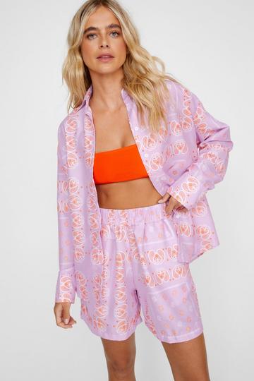 Paisley Tile Print Shirt And Short Co-ord pink