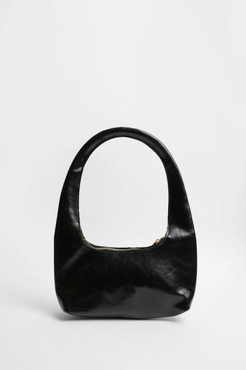 Faux Leather Shoulder Bag black