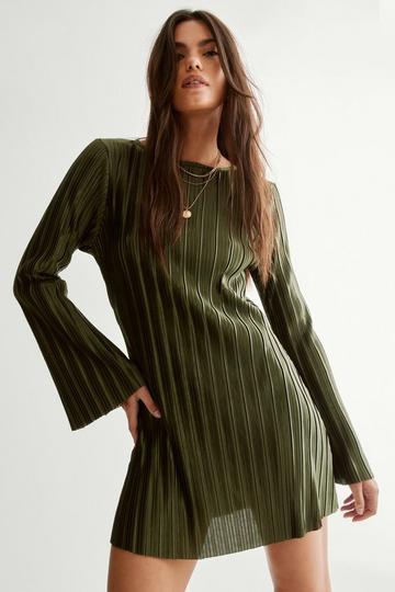 Plisse Tunic Mini Dress khaki