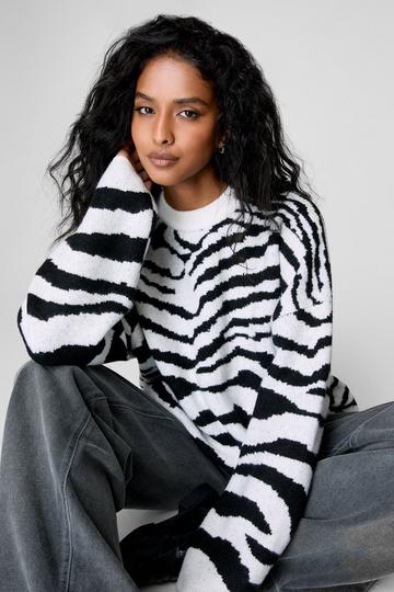 Zebra Oversized Sweater black