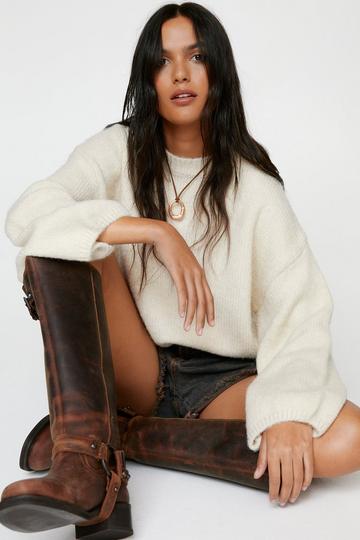 Oversized Crew Neck Sweater ecru