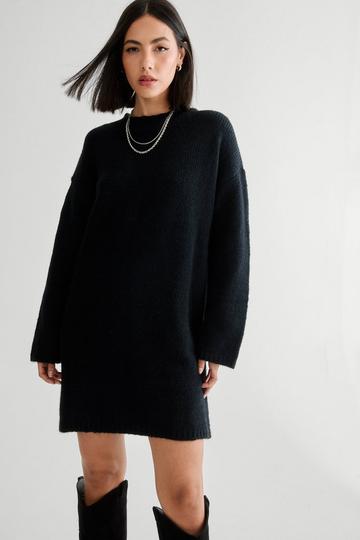 Crew Neck Sweater Dress black