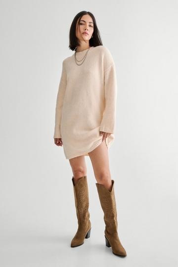 Crew Neck Sweater Dress ecru