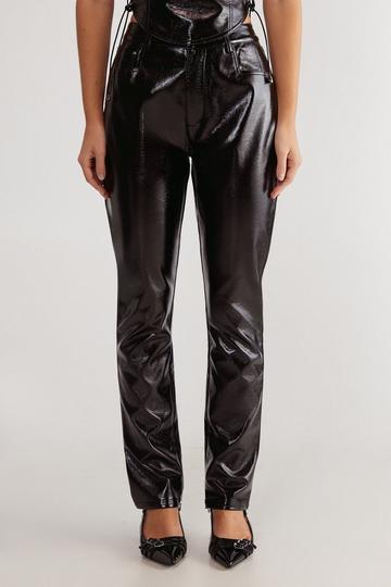 Distressed Vinyl Pants black