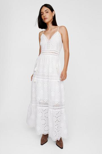 White Eyelet Strappy Maxi Dress