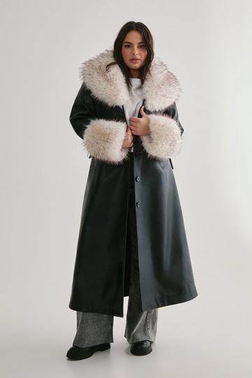 Black Plus Plush Tipped Fur Maxi Penny Lane