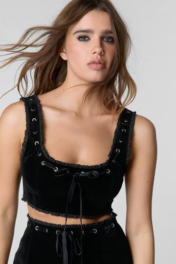 Velvet Ribbon Trim Corset Top black