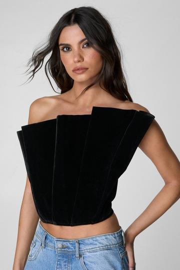 Velvet Structured Fan Bandeau Top black