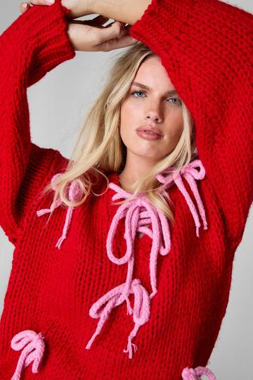 Chunky Bow Sweater red