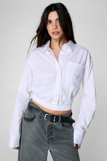 Cotton Poplin Elasticated Hem Shirt white