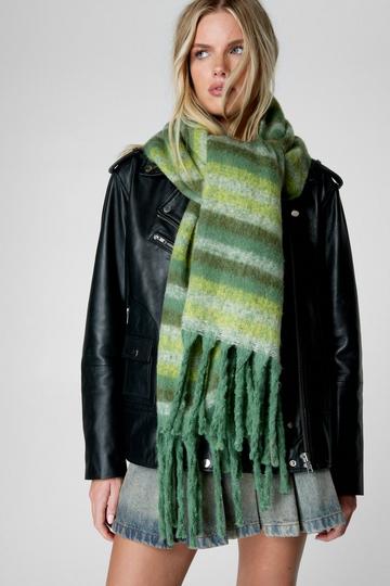 Stripe Ombre Knitted Chunky Oversized Scarf green