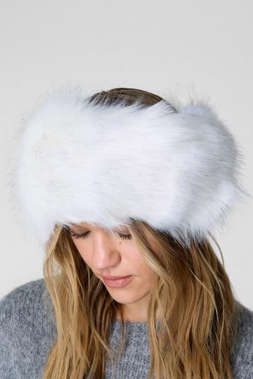 Faux Fur Headband white