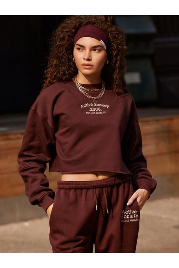 Active Society Graphic Cropped Sweatshirt aubergine