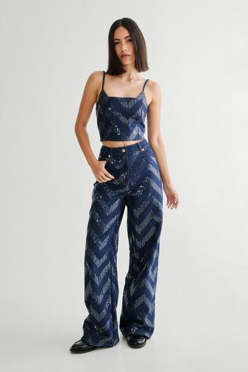 Zig Zag Sequin Jean indigo