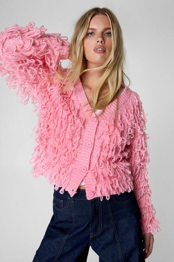 Pink Loop Cropped Cardigan