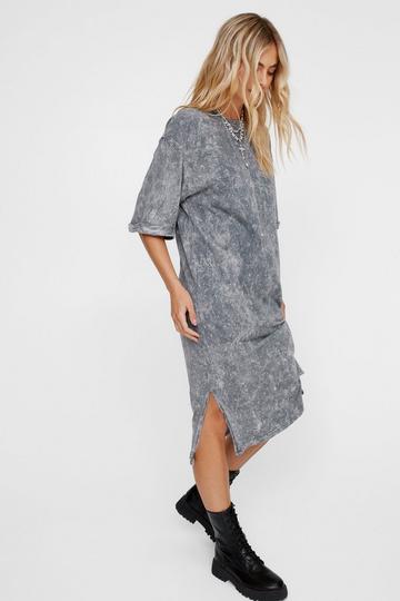 Acid Wash T-Shirt Maxi Dress grey