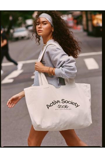 Beige Active Society Tote Bag