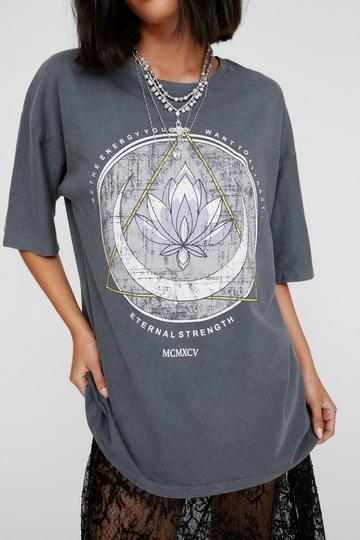 Oversized Eternal Strength Graphic T-Shirt charcoal