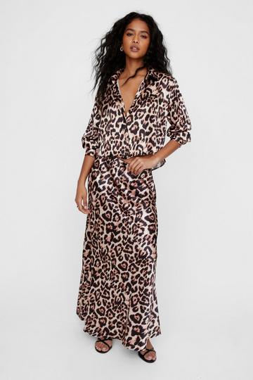 Leopard Multi Animal Print Shirt And Skirt Set