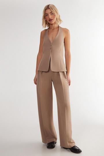 Essentials Pleat Front Tailored Straight Leg Trouser mink