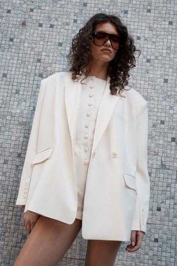 Essentials Tailored Oversized Double Button Blazer ivory