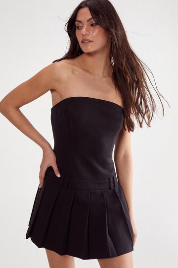 Black Essentials Pleat Hem Tailored Dress