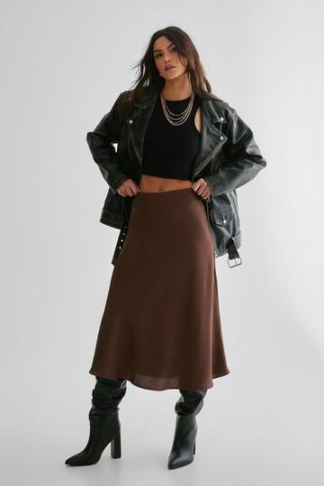 Satin Midi Skirt chocolate