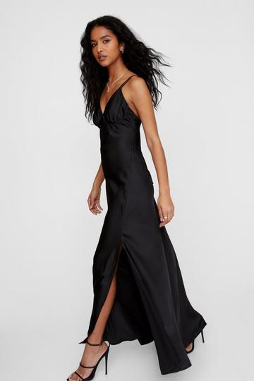 Black Satin Underwired Maxi Dress