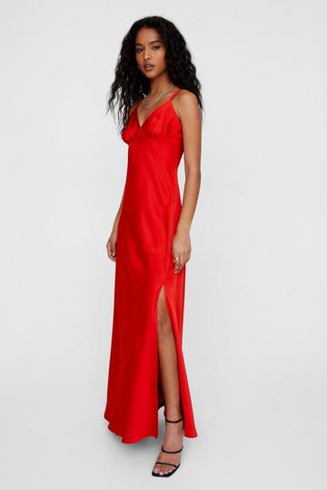 Satin Underwired Maxi Dress red