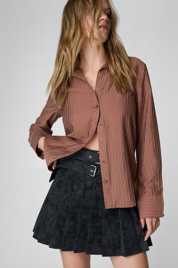 Stripe Slim Fit Wide Cuff Shirt brown